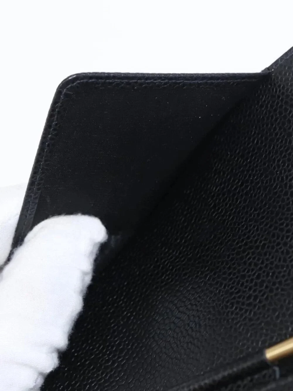 CHANEL Day Planner Cover Grained Calf Skin Black Gold CC Auth 162550